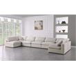 Maklaine Contemporary Cream Velvet Standard Modular Sectional Sofa