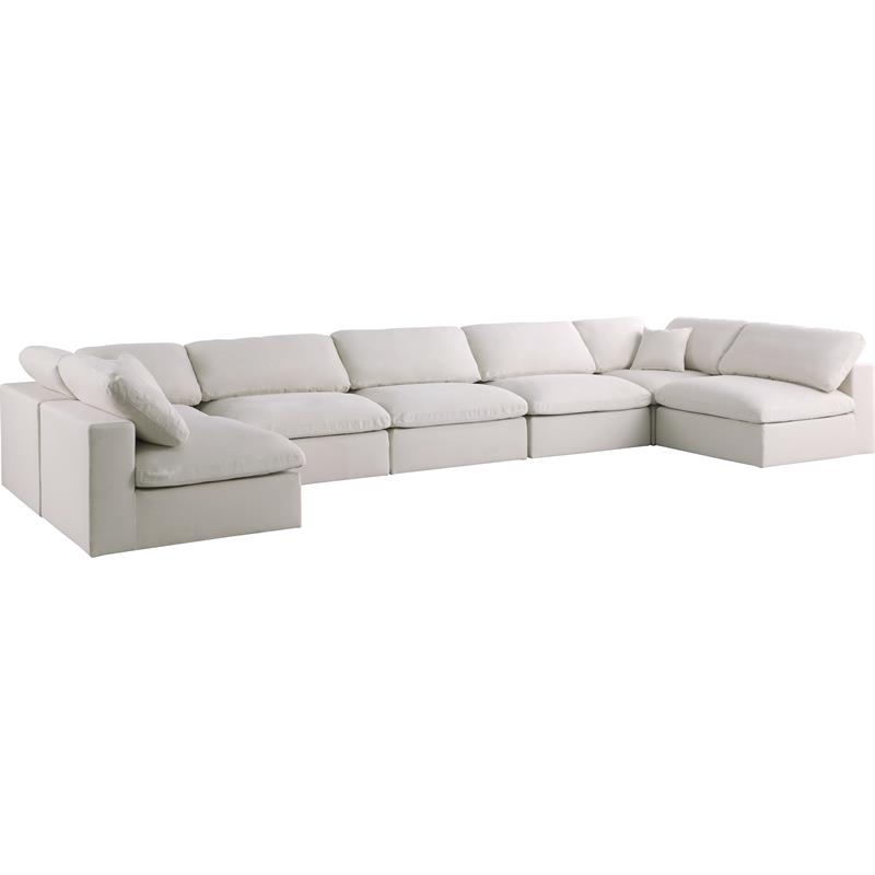 Maklaine Contemporary Cream Velvet Standard Modular Sectional Sofa
