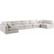Maklaine Contemporary Cream Velvet Standard Modular Sectional Sofa