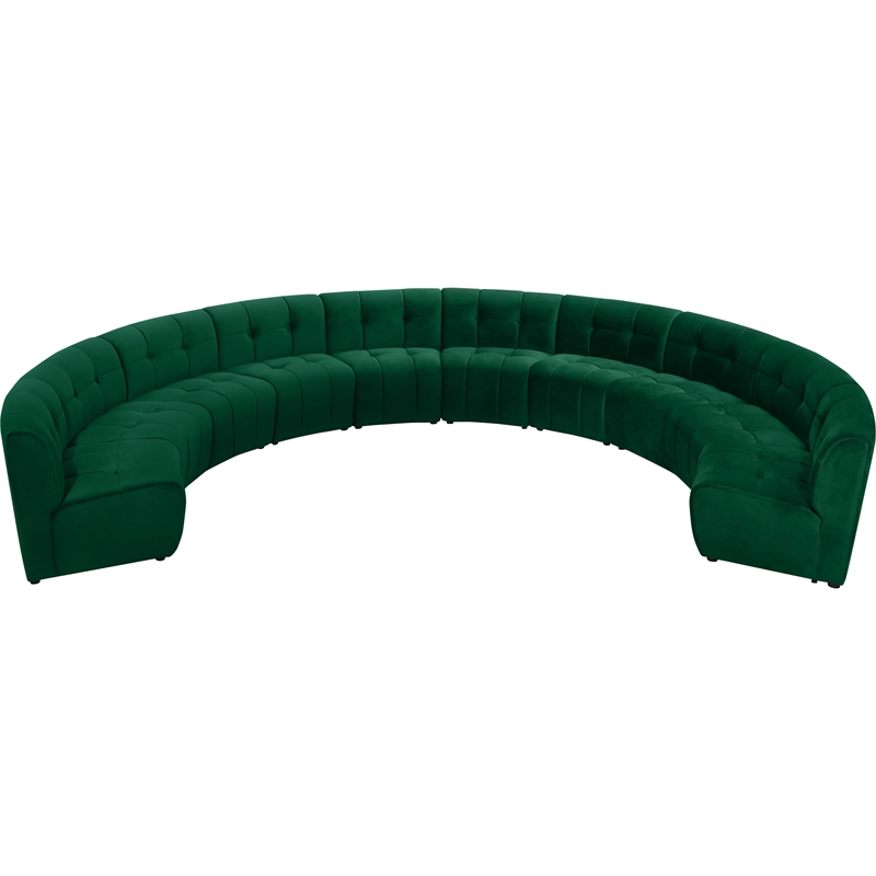 Maklaine 10-Piece Modular Contemporary Velvet Sectional Sofa in Green