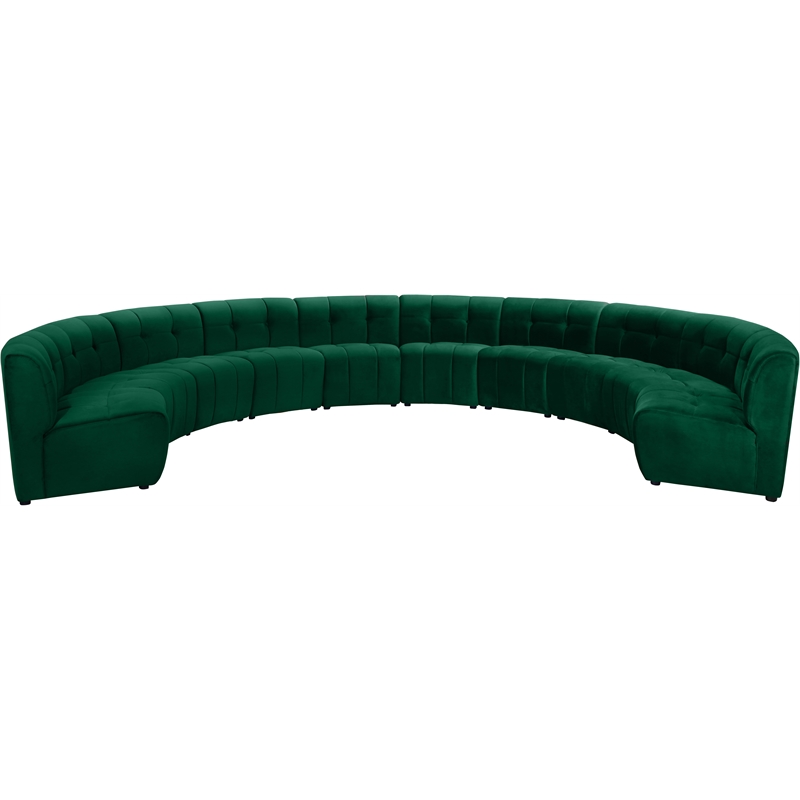 Maklaine 10-Piece Modular Contemporary Velvet Sectional Sofa in Green