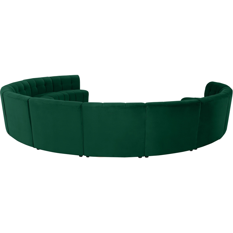 Maklaine 11-Piece Modular Contemporary Velvet Sectional Sofa in Green