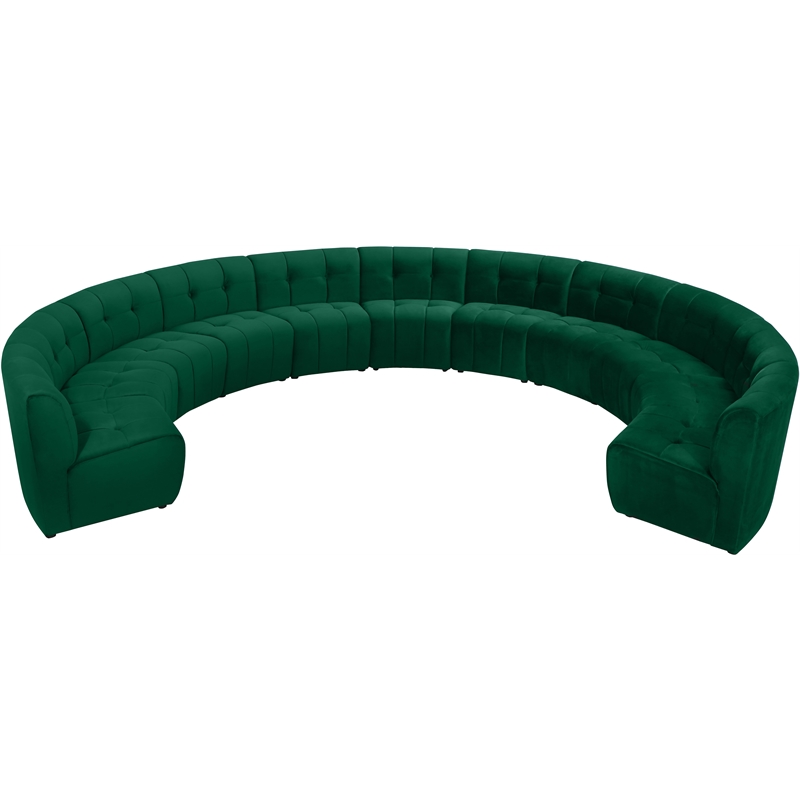 Maklaine 11-Piece Modular Contemporary Velvet Sectional Sofa in Green