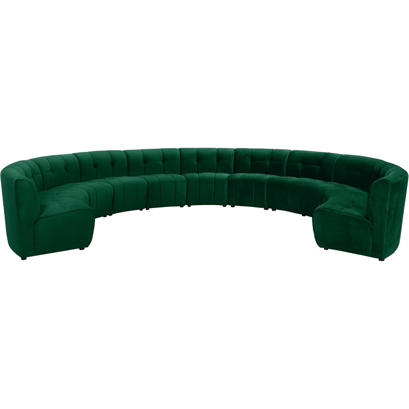 Maklaine 11-Piece Modular Contemporary Velvet Sectional Sofa in Green
