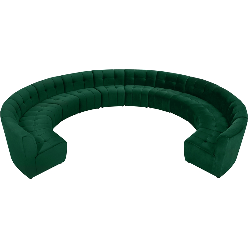 Maklaine 12-Piece Modular Contemporary Velvet Sectional Sofa in Green