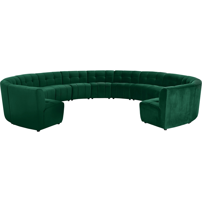 Maklaine 13-Piece Modular Contemporary Velvet Sectional Sofa in Green