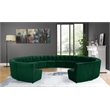 Maklaine 14-Piece Modular Contemporary Velvet Sectional Sofa in Green