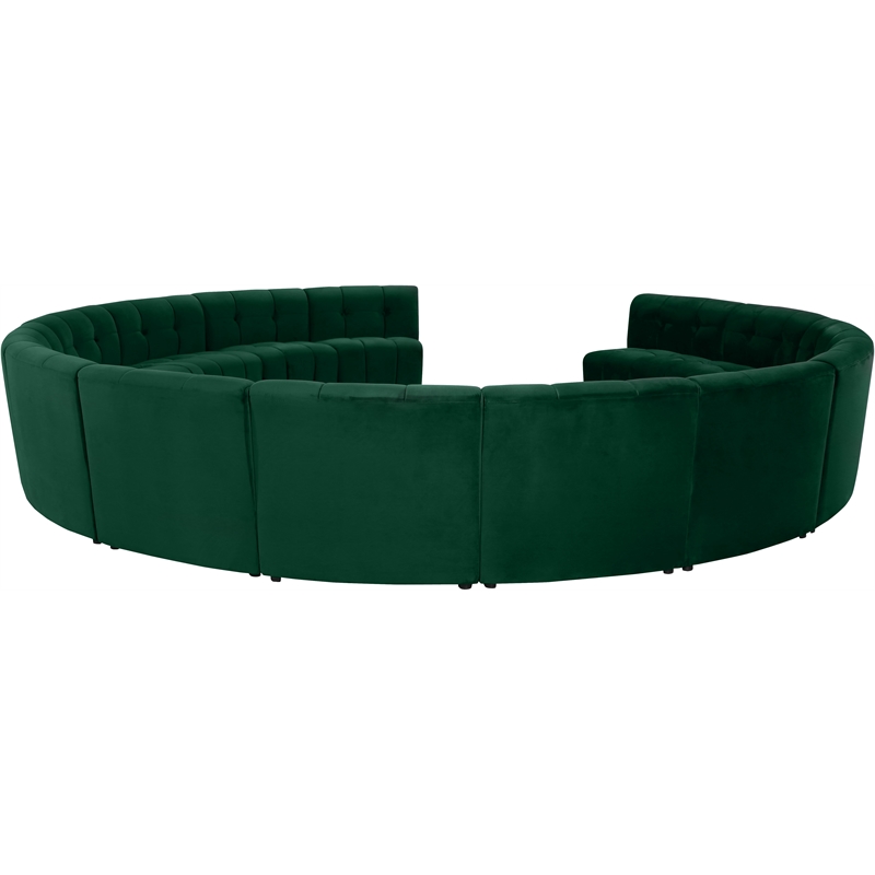 Maklaine 14-Piece Modular Contemporary Velvet Sectional Sofa in Green