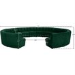 Maklaine 14-Piece Modular Contemporary Velvet Sectional Sofa in Green