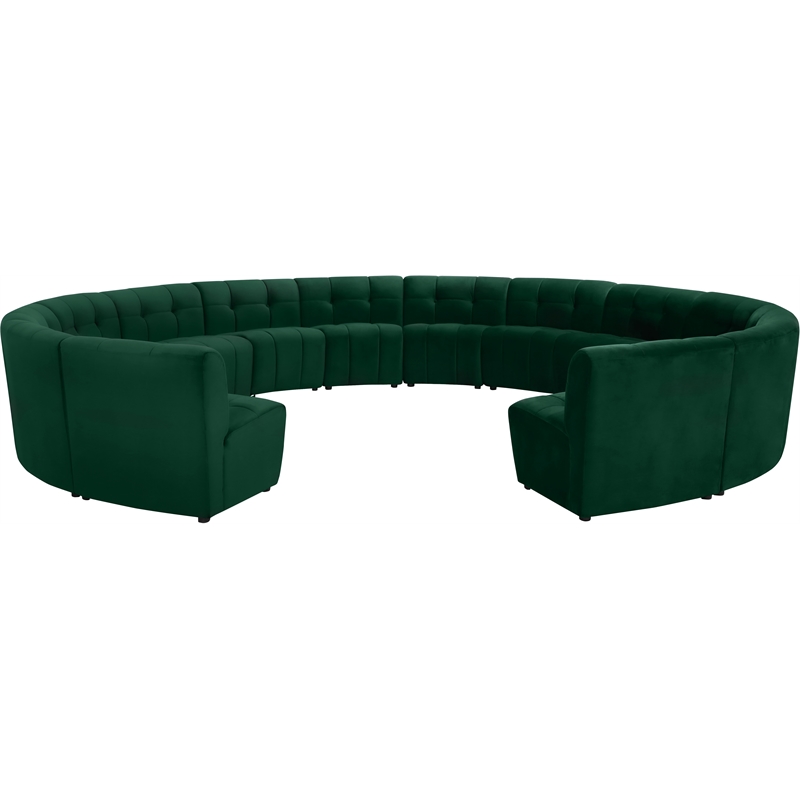 Maklaine 14-Piece Modular Contemporary Velvet Sectional Sofa in Green