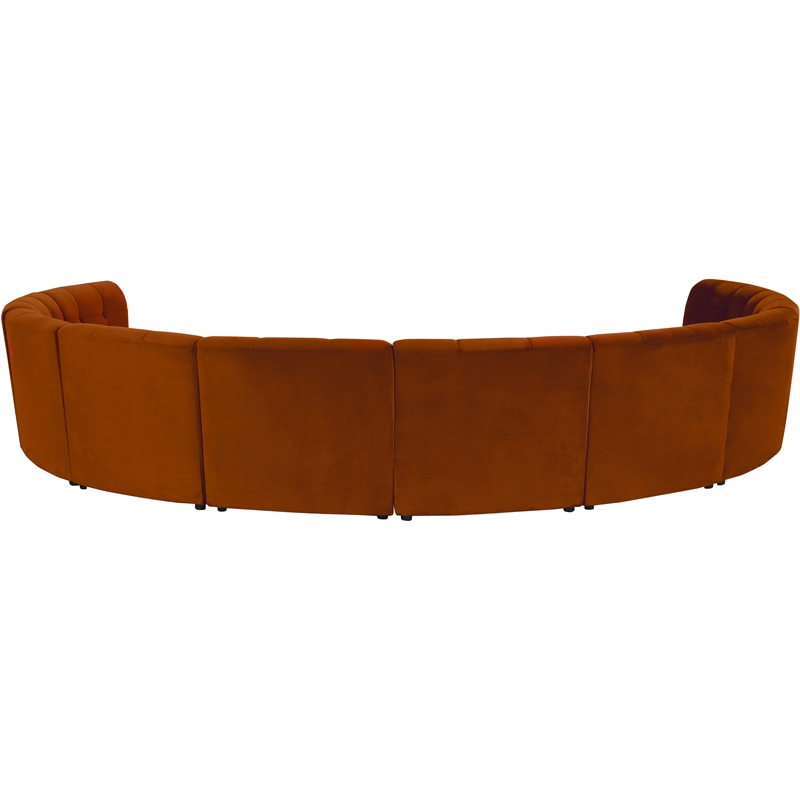 Maklaine 10-Piece Modular Contemporary Velvet Sectional Sofa in Mahogany