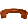 Maklaine 11-Piece Modular Contemporary Velvet Sectional Sofa in Mahogany