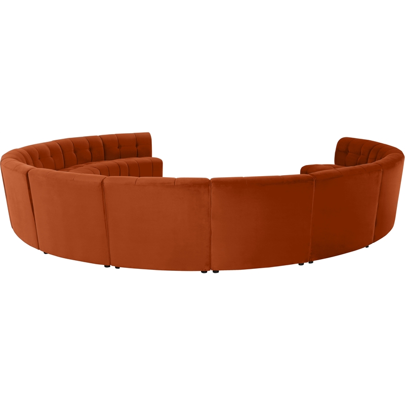 Maklaine 12-Piece Modular Contemporary Velvet Sectional Sofa in Mahogany