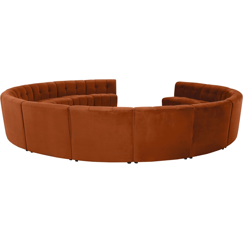 Maklaine 14-Piece Modular Contemporary Velvet Sectional Sofa in Mahogany