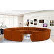 Maklaine 15-Piece Modular Contemporary Velvet Sectional Sofa in Mahogany