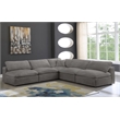 Maklaine Contemporary Gray Velvet Down Filled Modular Sectional Sofa