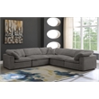 Maklaine Contemporary Gray Velvet Down Filled Modular Sectional Sofa