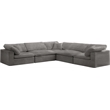 Maklaine Contemporary Gray Velvet Down Filled Modular Sectional Sofa