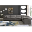 Maklaine Contemporary Gray Velvet Down Filled Modular Sectional Sofa