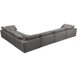Maklaine Contemporary Gray Velvet Down Filled Modular Sectional Sofa