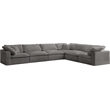 Maklaine Contemporary Gray Velvet Down Filled Modular Sectional Sofa