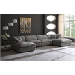 Maklaine Contemporary Gray Velvet Down Filled Modular Sectional Sofa