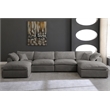 Maklaine Contemporary Gray Velvet Down Filled Modular Sectional Sofa