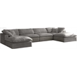 Maklaine Contemporary Gray Velvet Down Filled Modular Sectional Sofa
