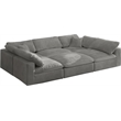 Maklaine Contemporary Gray Velvet Down Filled Modular Sectional Sofa