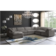 Maklaine Contemporary Gray Velvet Down Filled Modular Sectional Sofa