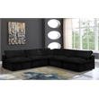 Maklaine Contemporary Black Velvet Down Filled Modular Sectional Sofa