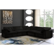 Maklaine Contemporary Black Velvet Down Filled Modular Sectional Sofa