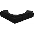 Maklaine Contemporary Black Velvet Down Filled Modular Sectional Sofa