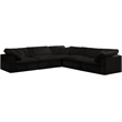 Maklaine Contemporary Black Velvet Down Filled Modular Sectional Sofa
