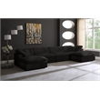Maklaine Contemporary Velvet Down Filled Modular Sectional Sofa in Black