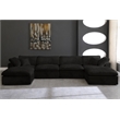 Maklaine Contemporary Velvet Down Filled Modular Sectional Sofa in Black