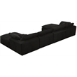 Maklaine Contemporary Velvet Down Filled Modular Sectional Sofa in Black