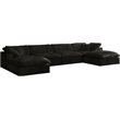 Maklaine Contemporary Velvet Down Filled Modular Sectional Sofa in Black