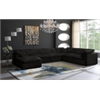 Maklaine Contemporary Black Velvet Down Filled Modular Sectional Sofa