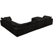 Maklaine Contemporary Black Velvet Down Filled Modular Sectional Sofa