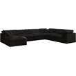 Maklaine Contemporary Black Velvet Down Filled Modular Sectional Sofa