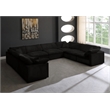 Maklaine Contemporary Black Velvet Down Filled Modular Sectional Sofa
