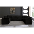 Maklaine Contemporary Black Velvet Down Filled Modular Sectional Sofa