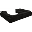 Maklaine Contemporary Black Velvet Down Filled Modular Sectional Sofa