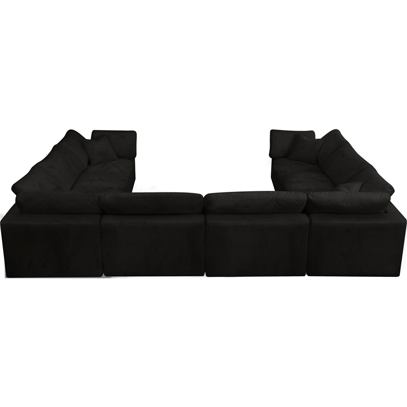 Maklaine Contemporary Black Velvet Down Filled Modular Sectional Sofa