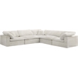 Maklaine Contemporary Cream Velvet Down Filled Modular Sectional Sofa