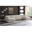 Maklaine Contemporary Cream Velvet Down Filled Modular Sectional Sofa