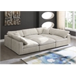 Maklaine Contemporary Velvet Down Filled Modular Sectional Sofa in Cream