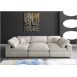 Maklaine Contemporary Velvet Down Filled Modular Sectional Sofa in Cream