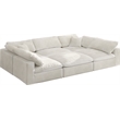 Maklaine Contemporary Velvet Down Filled Modular Sectional Sofa in Cream